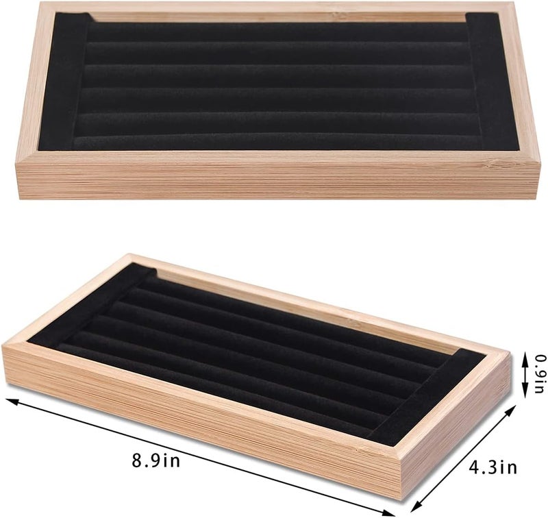 Kanwoder Bamboo Ring Holder,Ring Display Stand,Jewelry Organizer Stand for Rings Earrings Selling (Black) - Image 4
